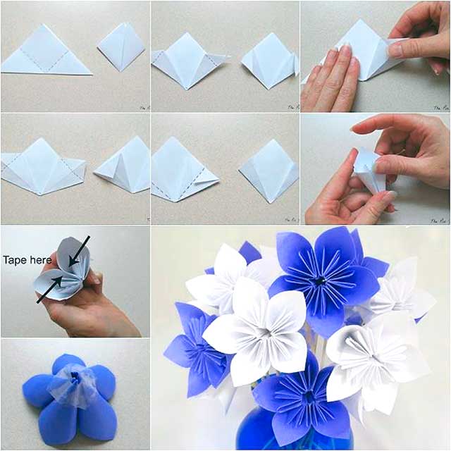 Объемные цветы из бумаги делаем пошагово