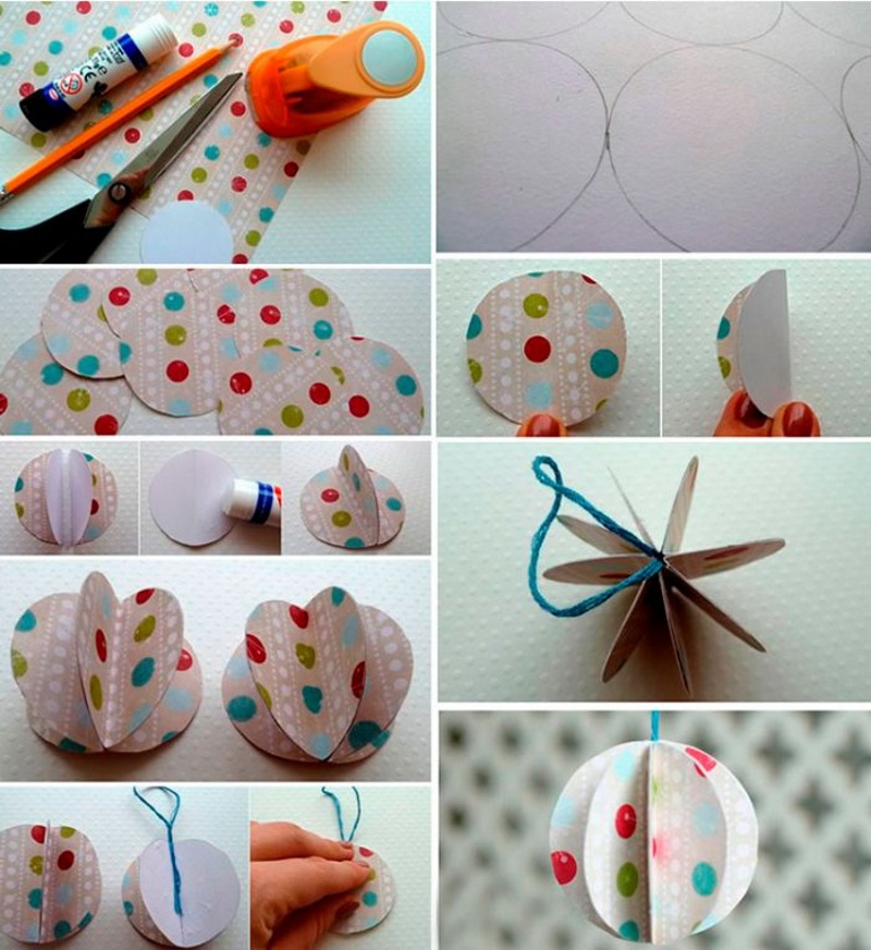 Новогодние шары из бумаги своими руками – 25 идей с пошаговыми фото