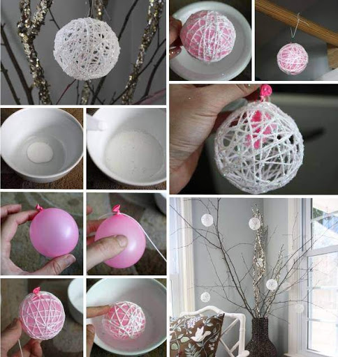 Новогодние шары из ниток - оригинальное украшение для елки своими руками